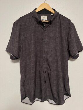 Construct Slim Fit 4-Way Stretch Button Up Shirt Gray XL Short Sleeve Casual Men